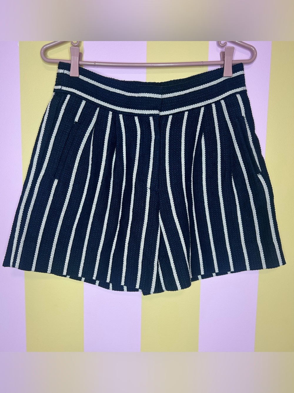 Country Road Navy and White Vertical Stripe Shorts